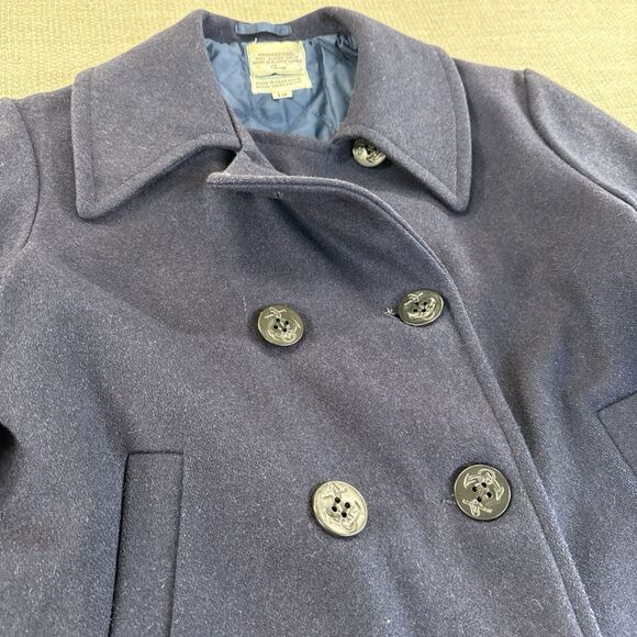 Vtg Sears Navy Wool Double Breasted Peacoat Size M Winter Jacket Quilted Lining - Picture 2 of 8